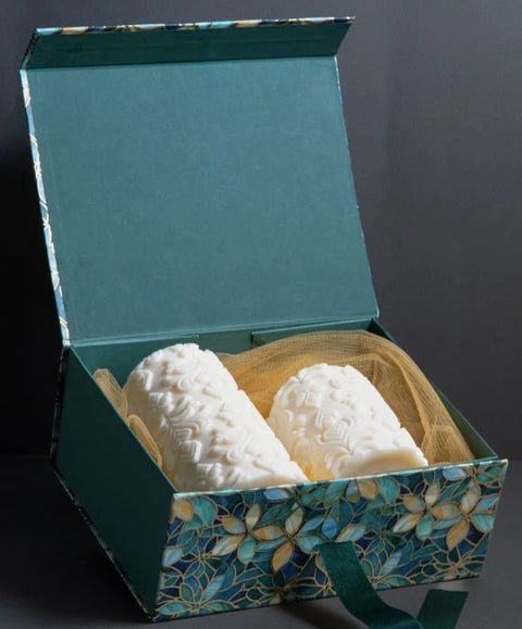 Embossed Pillar Candle Set 2